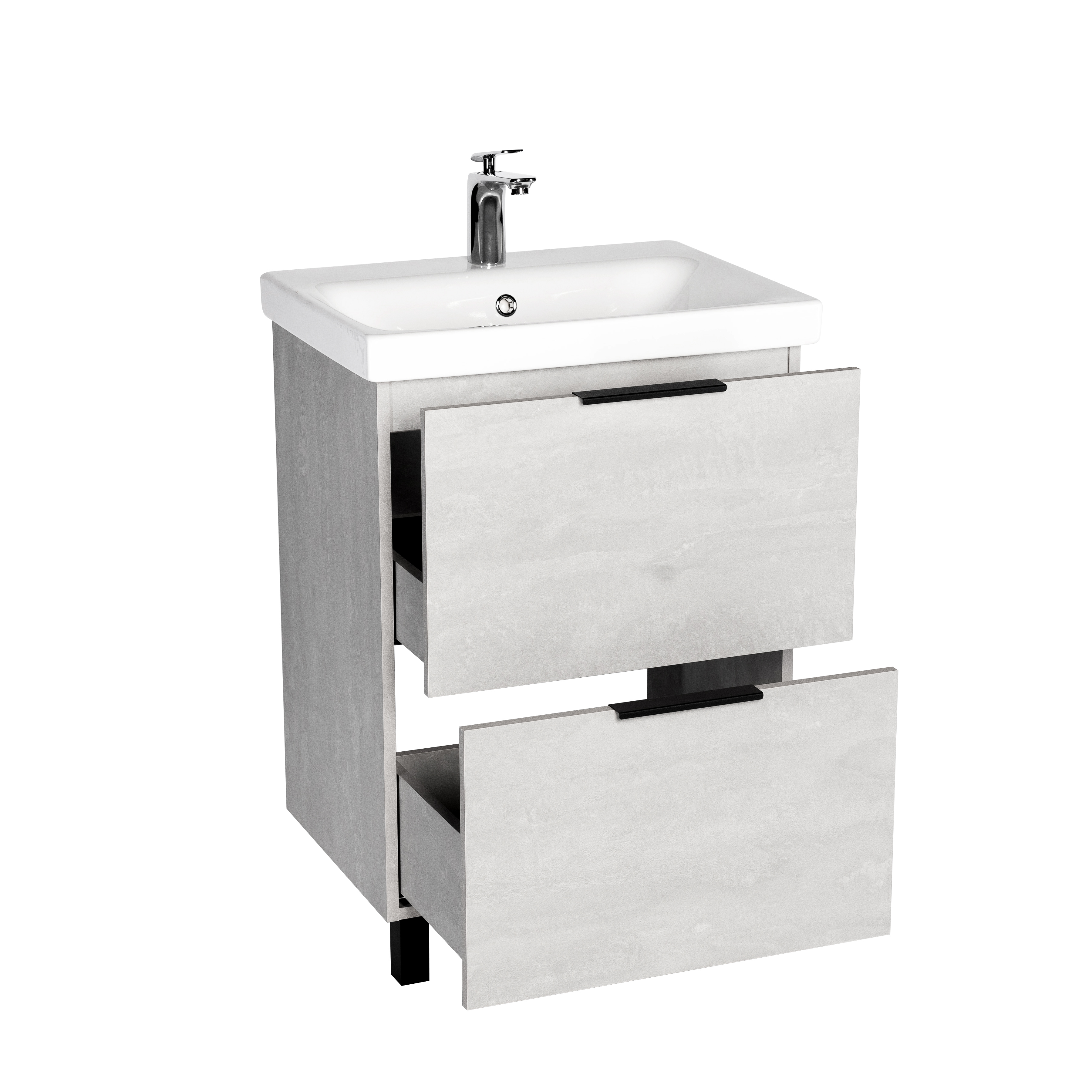 Тумба VIANT "Берлин" MODUO 60 2 ящика цемент 444х570х820 (VBER60MDC-T2Y) - фото 3