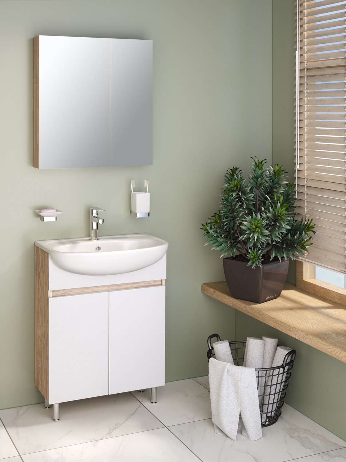 Тумба Runo Лада 60 блэквуд/белый под умывальник 00000000154 (Уют 60) (00-00004576) - фото 3