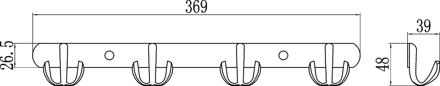 Планка с крючками (4 крючка) Savol (S-07204B) - фото 2