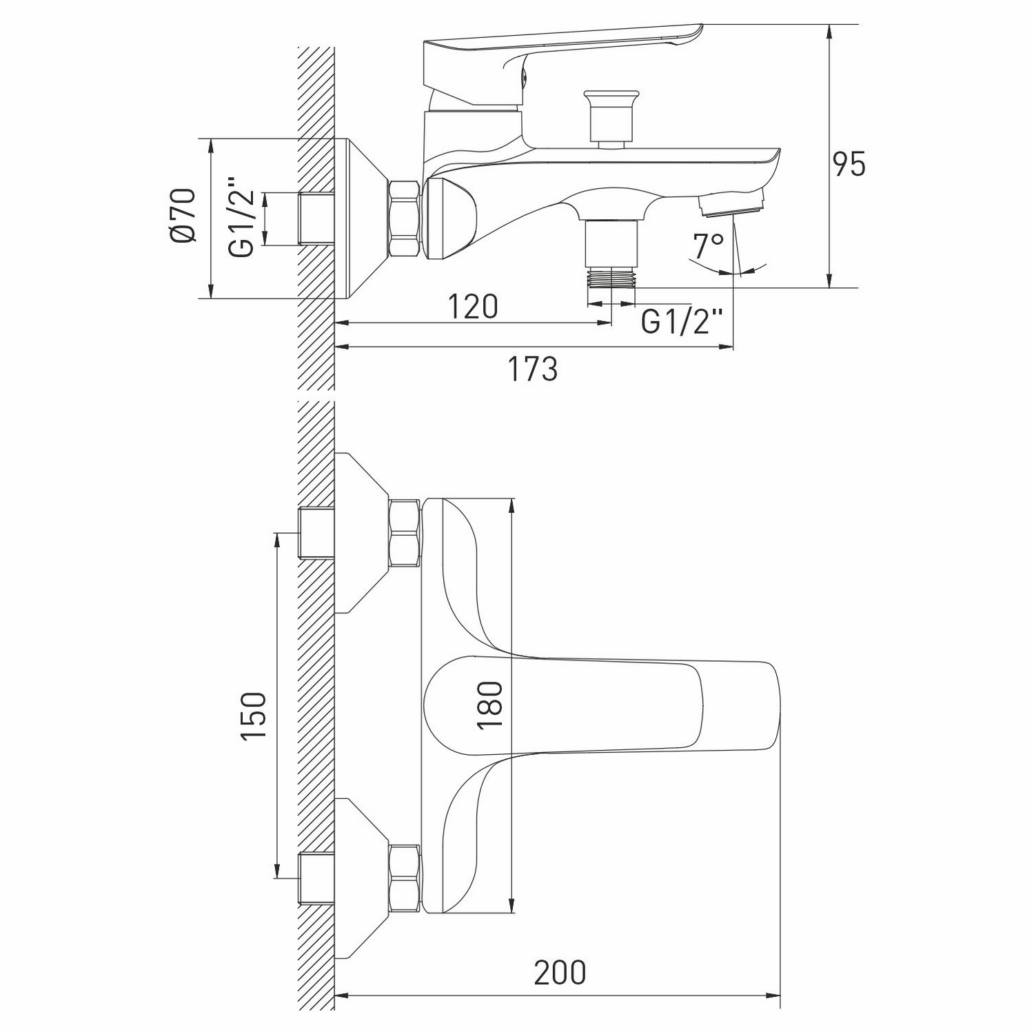 Смеситель для ванны 35k MIXLINE ML29-01 "Comfort" (550774) - фото 5