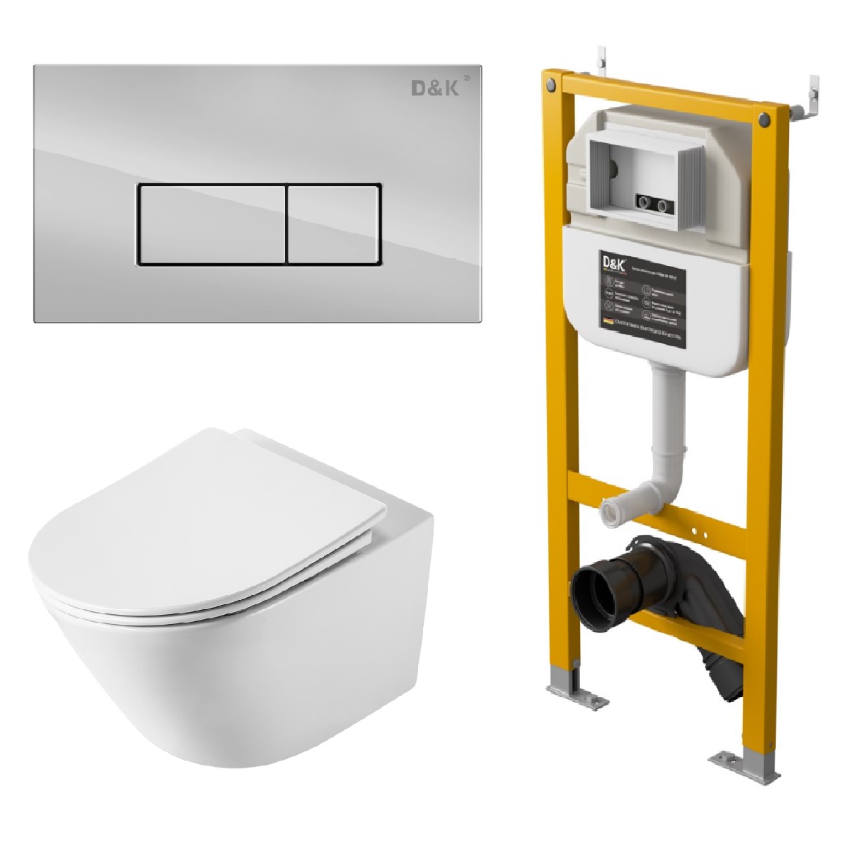 Комплект DQ унитаз DT1476516, инсталляция DI8050127, клавиша смыва DB1499001 (DS1471608) - фото 1