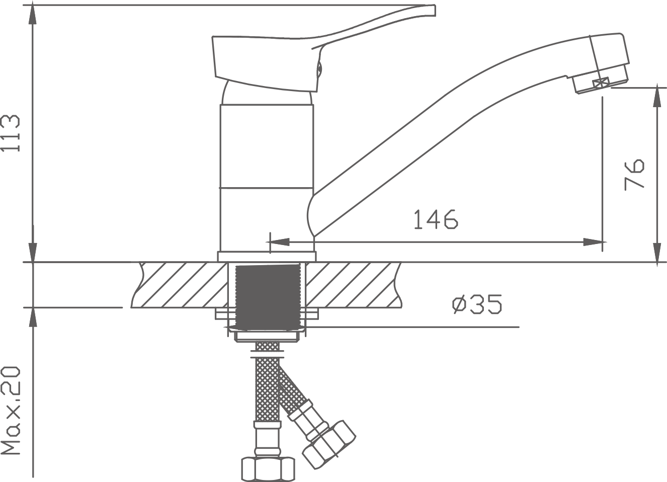 Смеситель для кухни Cron хром (CN4514-2) - фото 2