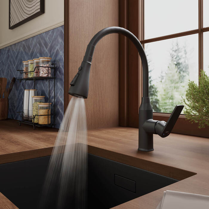 Смеситель для кухни Milardo Poli с гибким изливом, черный матовый (POLBL0FM05) - фото 3