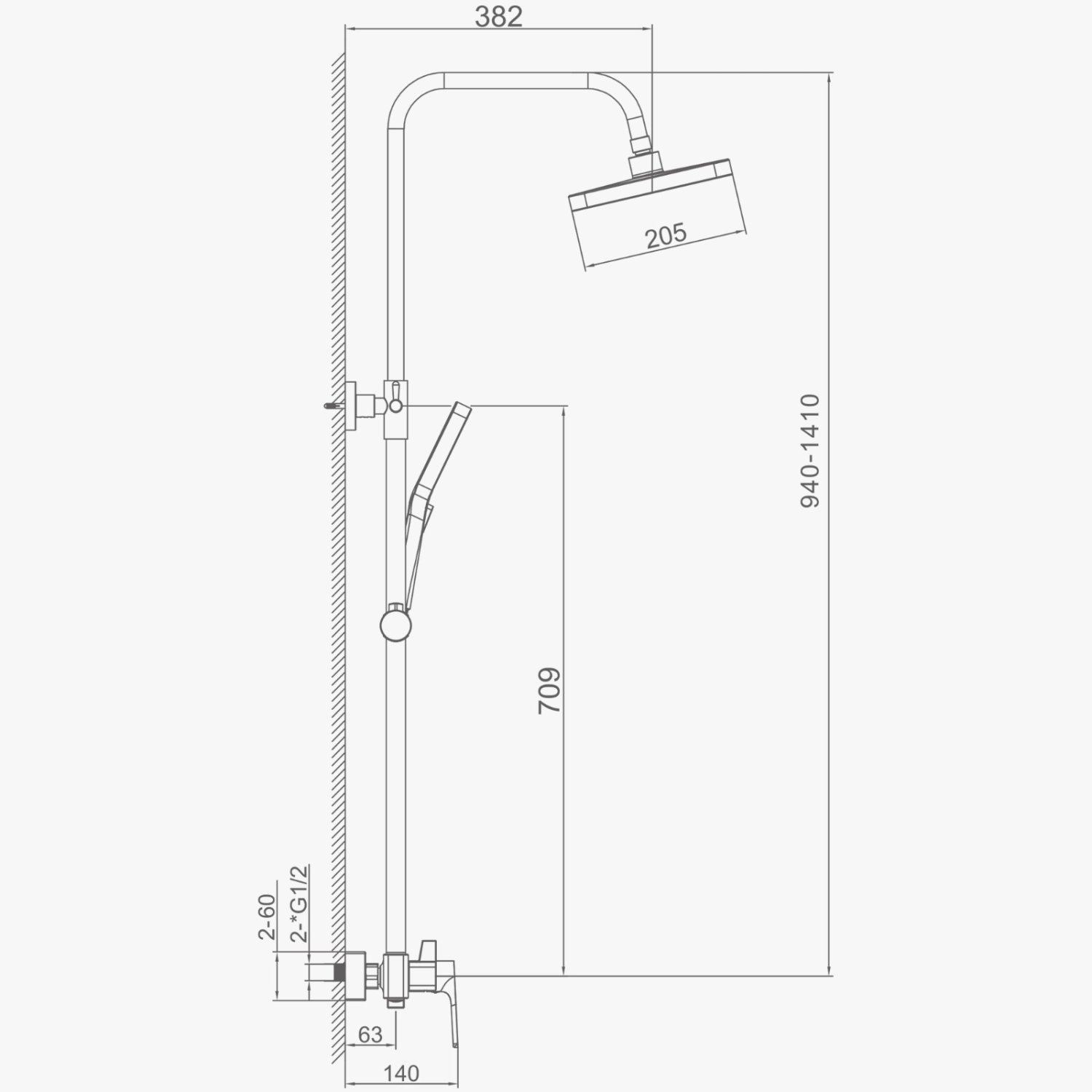Душевая система HAIBA черный (HB24537-7) - фото 3