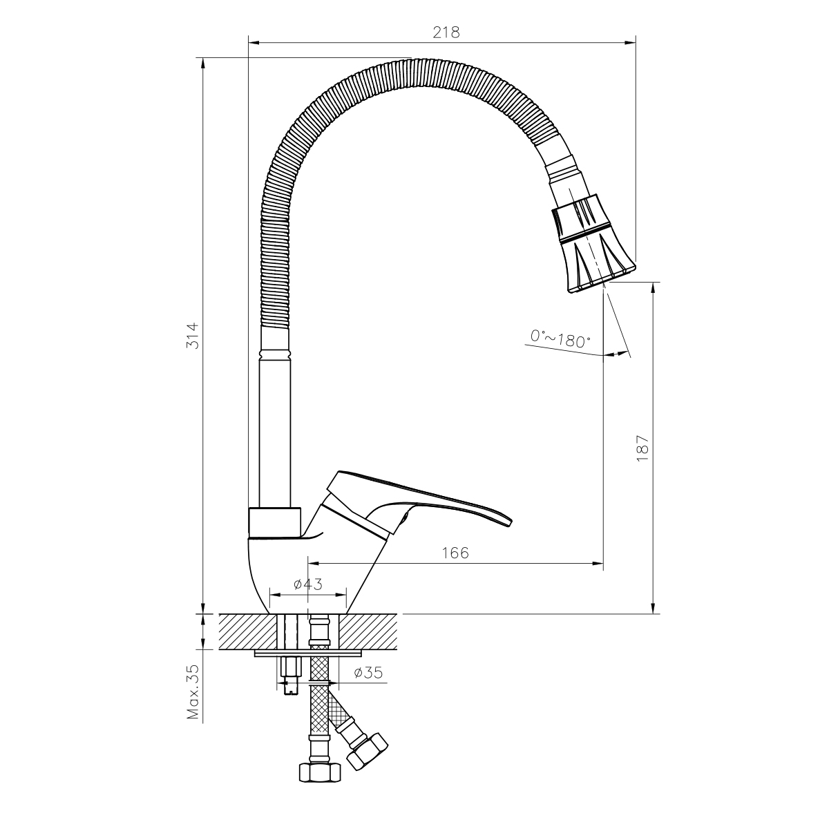 Смеситель для кухни Rossinka (B35-26) - фото 2