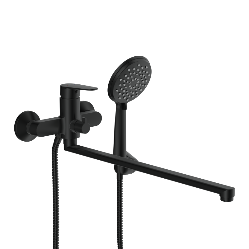 Смеситель для ванны CERSANIT LARA с длинным изливом однорычажный черный (68157)