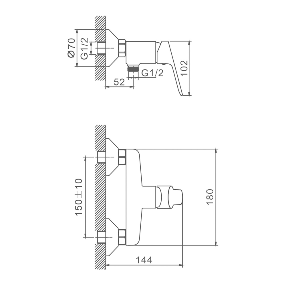 Смеситель Splenka для душа без излива, хром (S07.20) - фото 2
