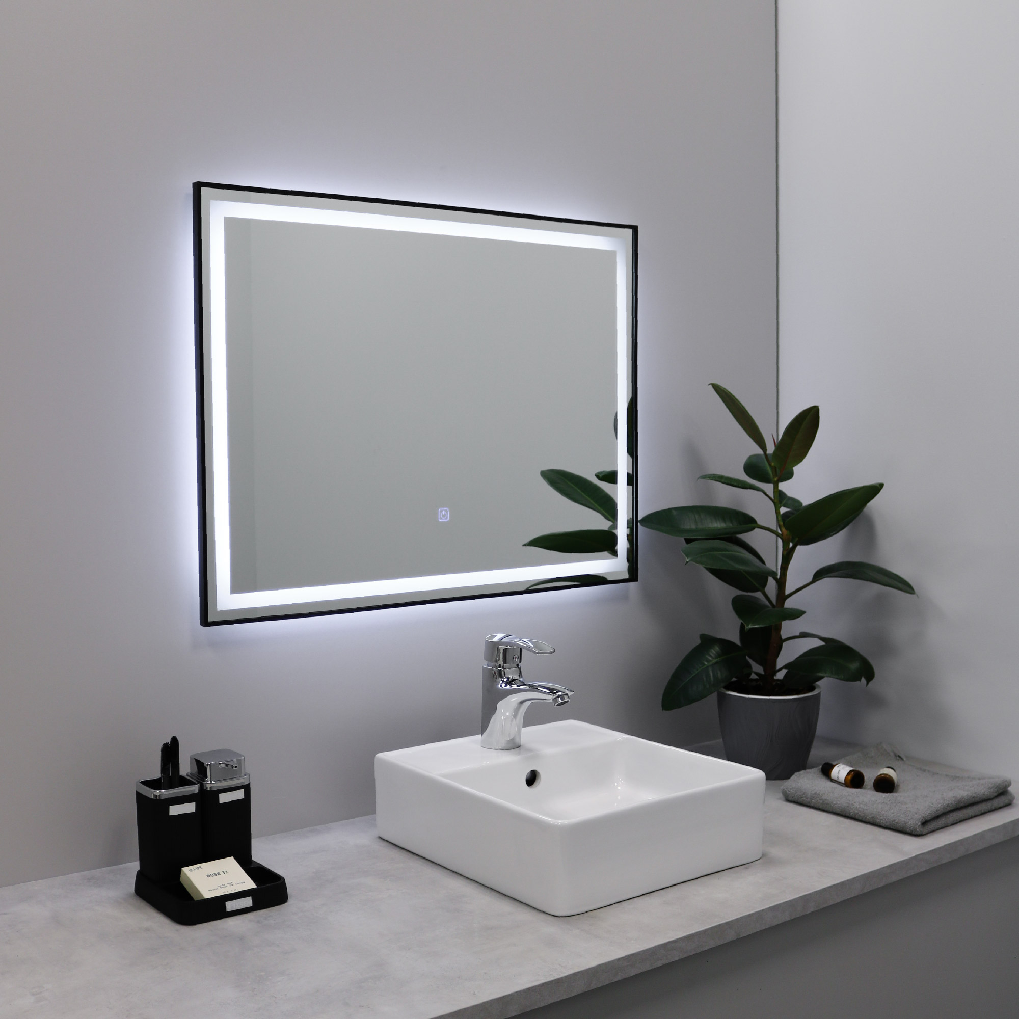 Зеркало FIXSEN с подсветкой LED прямоугольное 120х80 см черное (FX-2120B) - фото 1