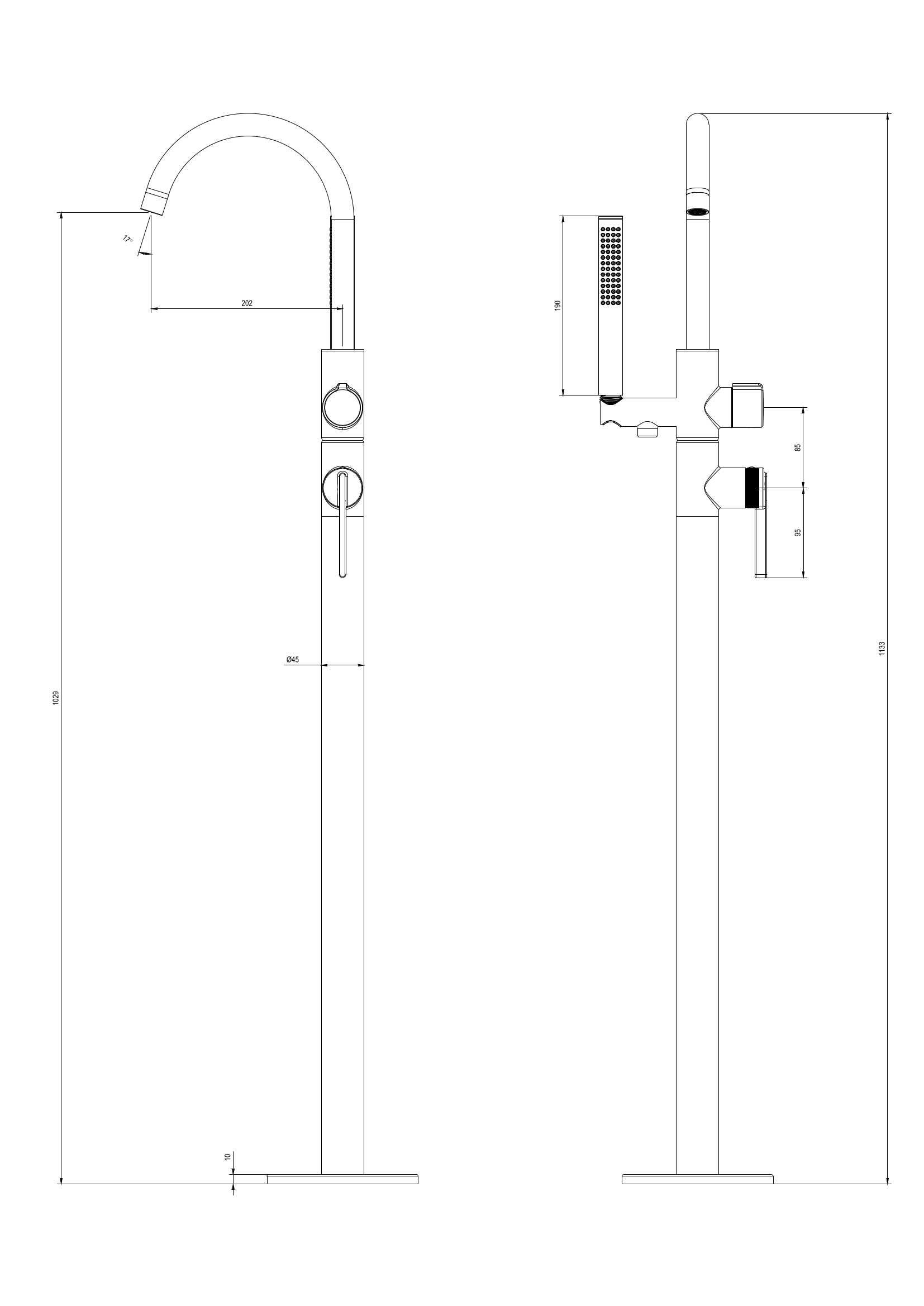Напольный смеситель для ванны с душем DQ Bonn графит (DA1706006) - фото 7