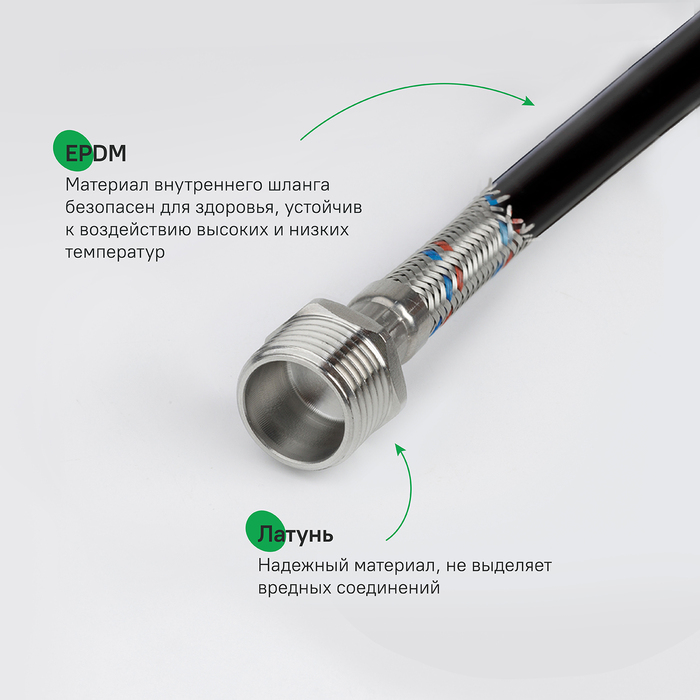 Гибкая подводка IDDIS Optima Home F1/2xM1/2, SS304, латунь, 1,0 м (926BBS10ZP) - фото 4
