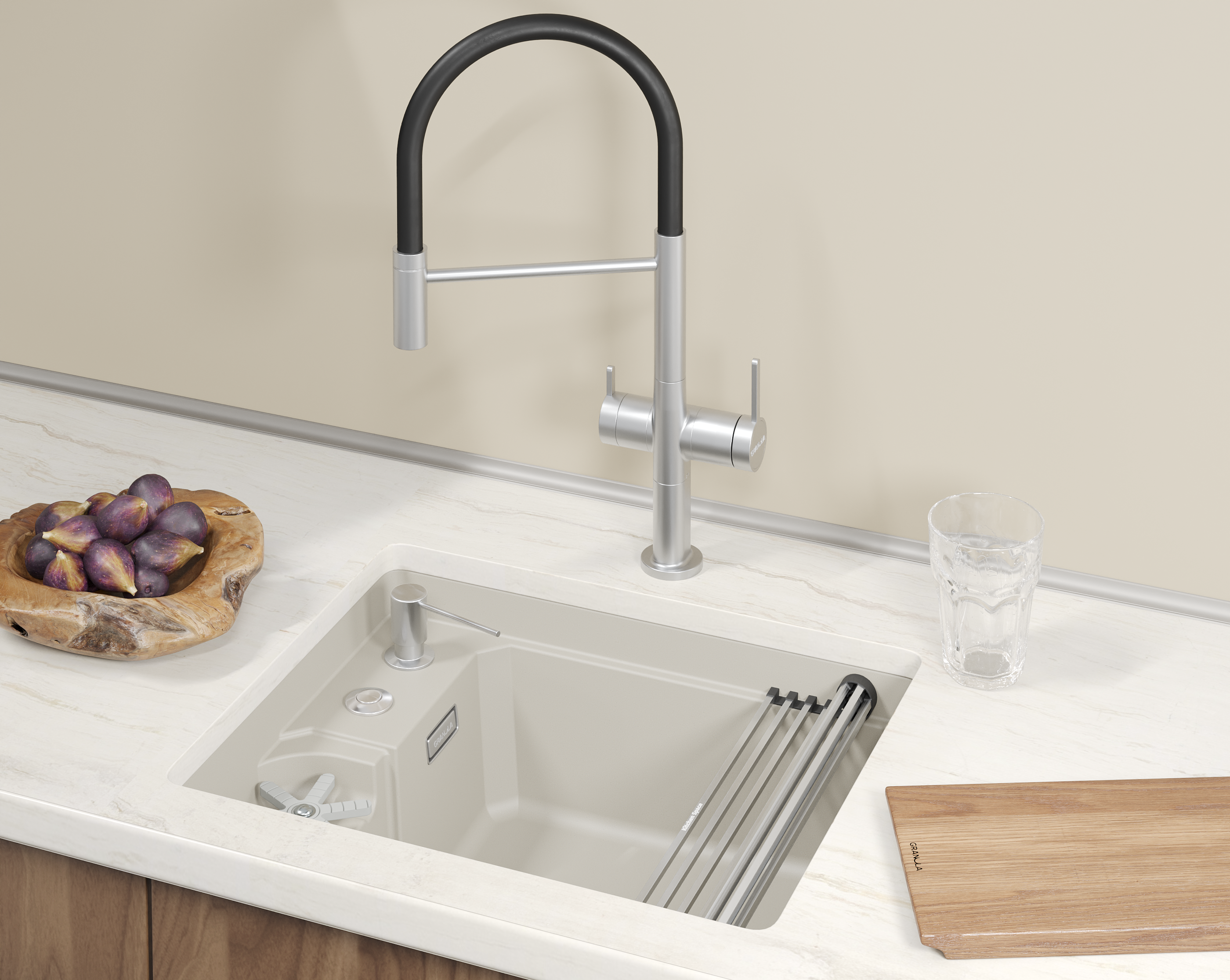 Кухонная мойка GRANULA KITCHEN SPACE RINZER кварц (5505RU, КРЕМАН)