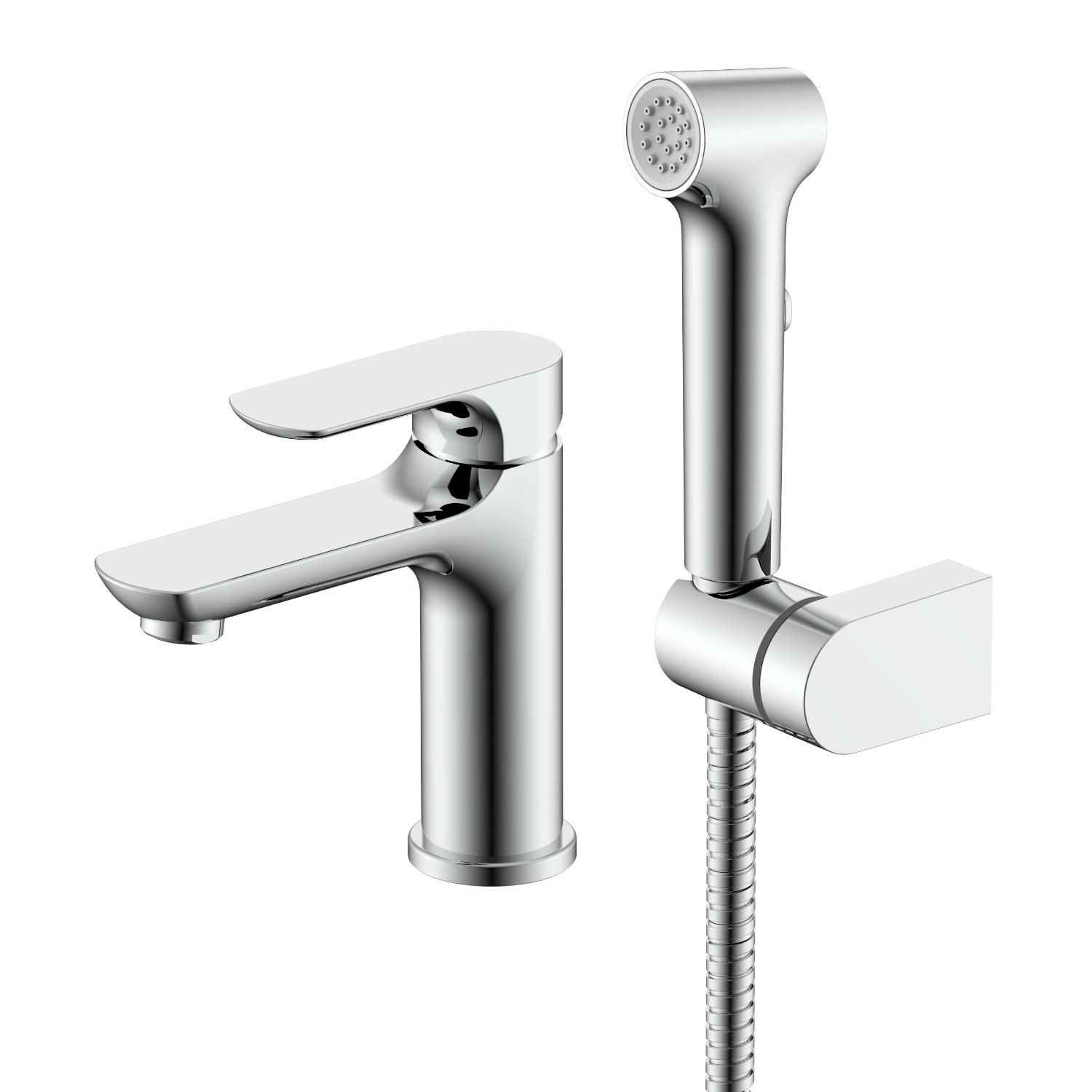 Смеситель Raglo для раковины с гигиеническим душем монолитный, хром (R03.12)