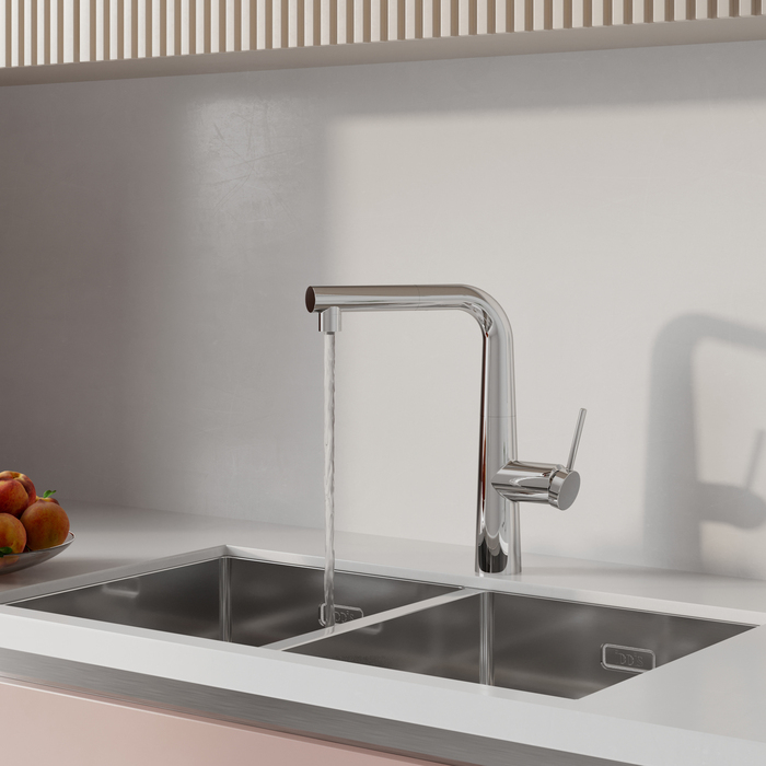 Смеситель для кухни IDDIS Pure с фильтром и выдвижным изливом, хром (PURSBPFi05N) - фото 3