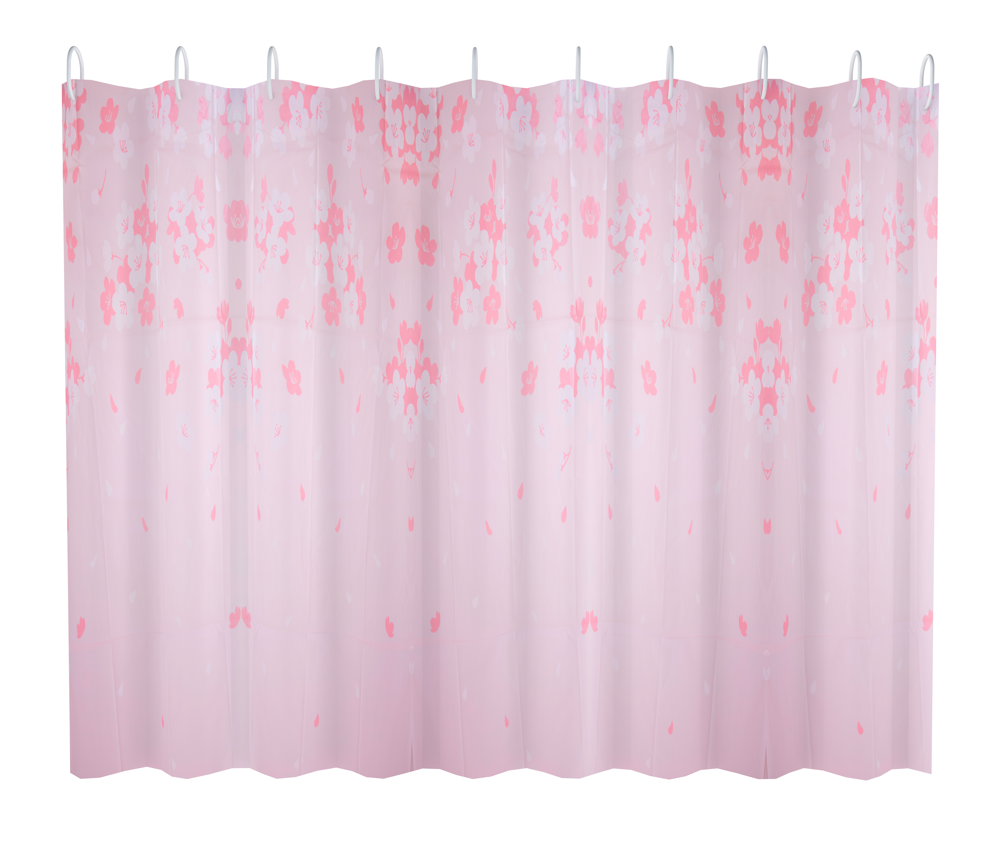 Шторка для ванны FASHUN розовая с цветочным орнаментом (A8818) - фото 1