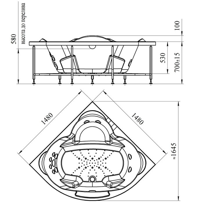 Акриловая ванна Радомир Сорренто 1 148x148, с рамой-подставкой (1-01-0-0-1-037) Акриловая ванна Радомир Сорренто 1 148x148, с рамой-подставкой (1-01-0-0-1-037)