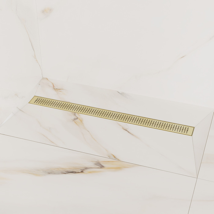 Лоток душевой IDDIS Perfex сифон 360, комбинированный затвор, перфорированная решетка, 800мм, золото (975B8MG20DZ) - фото 2