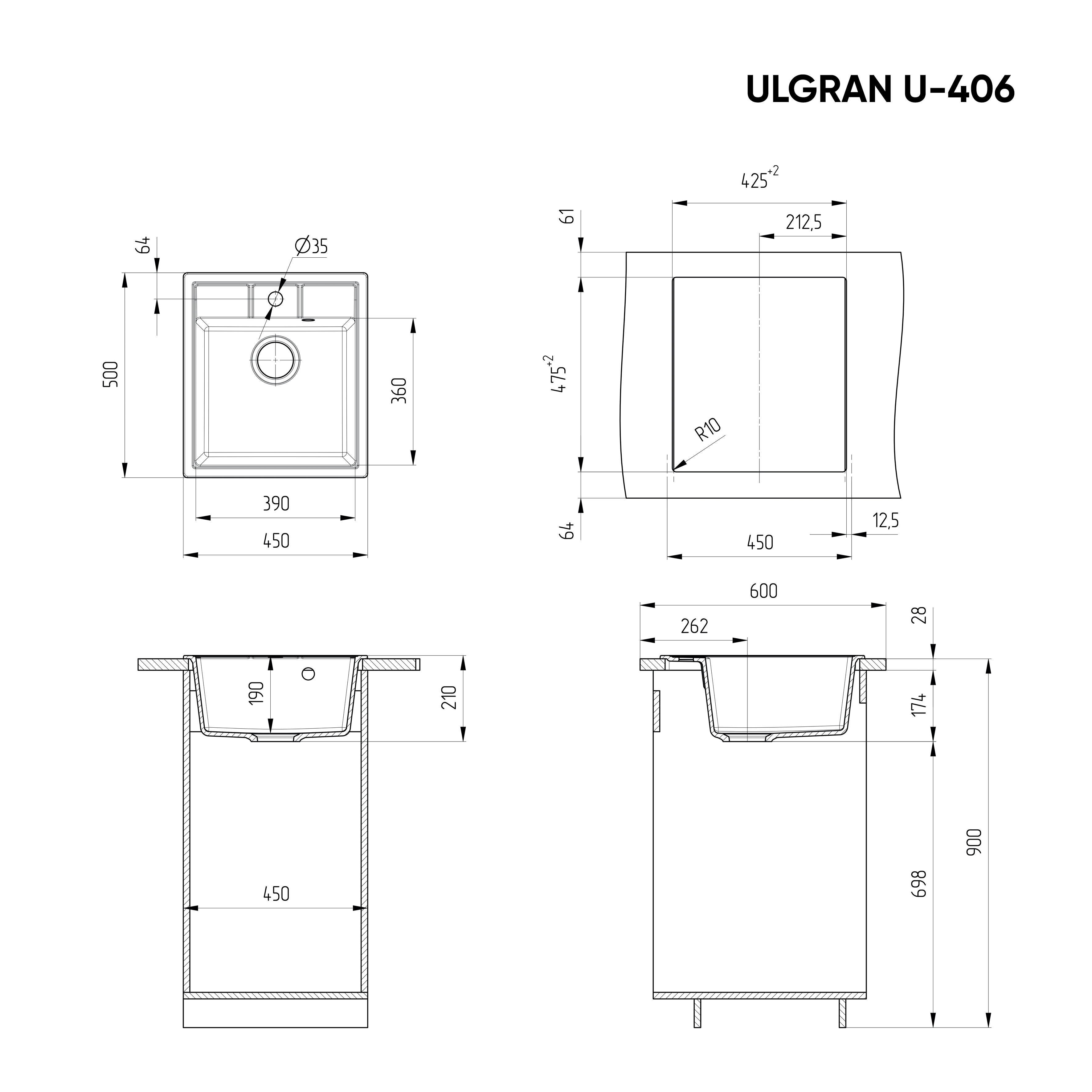 Мойка Ulgran Classic черный (U-406-308) Мойка Ulgran Classic черный (U-406-308) - фото 5