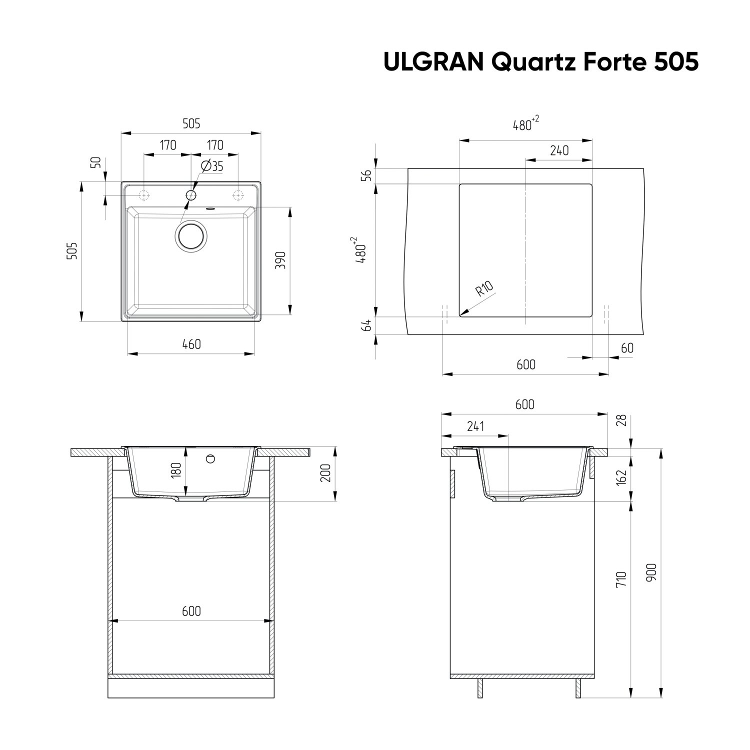Мойка ULGRAN Quartz космос (Forte 505-08) - фото 3