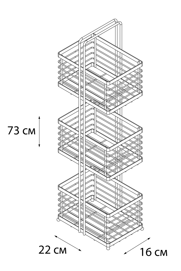 Полка FIXSEN прямоугольная трехэтажная (FX-851) - фото 4