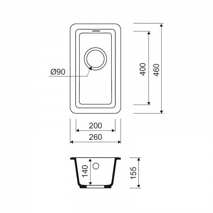 Мойка кухонная из искусственного гранита IDDIS Tanto (TU1W261i87) - фото 2