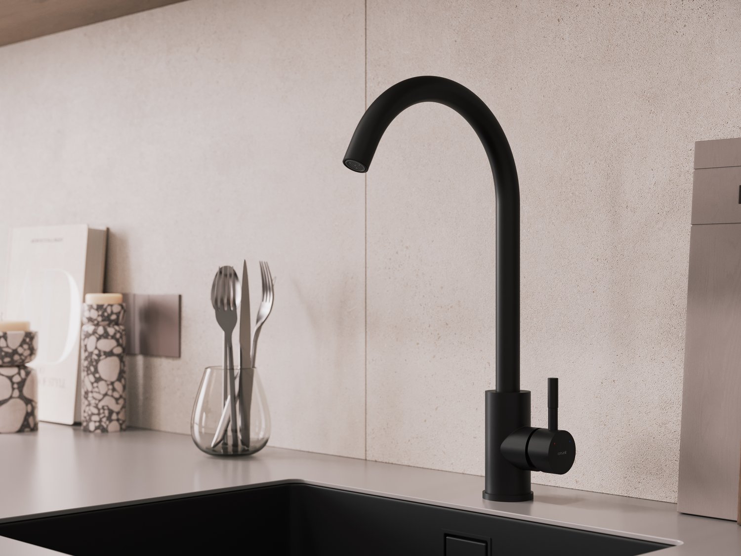 Смеситель для кухни Cersanit COMO однорычажный черный (68243) - фото 2