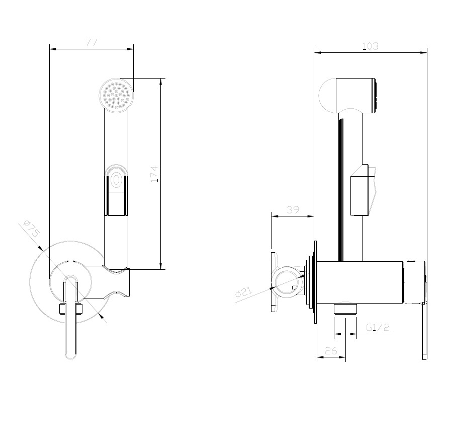 Гигиенический душ DQ Köln встраиваемый (DA1754501) - фото 7