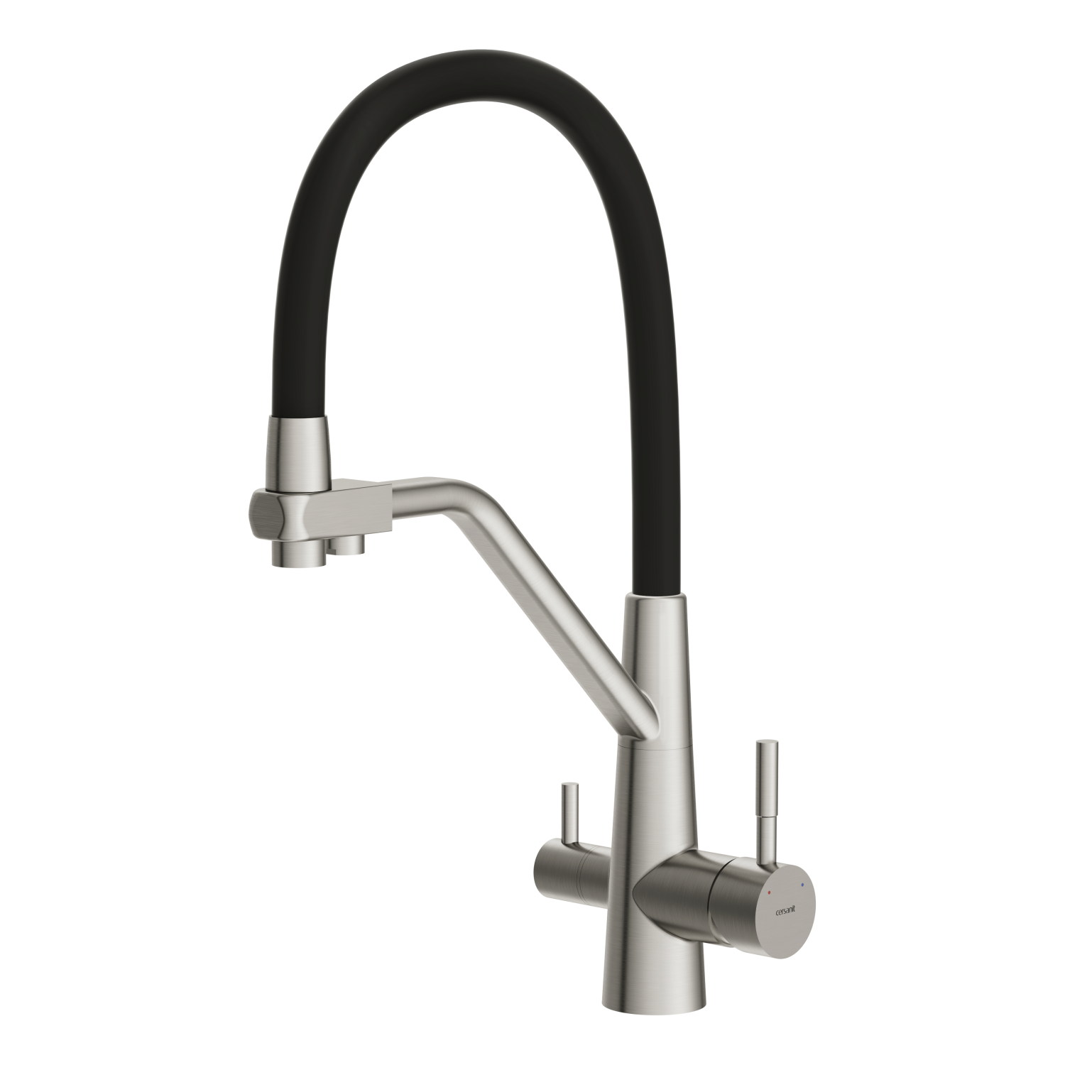 Смеситель для кухни Cersanit VIVO однорычажный с фильтром с гибким изливом сатин (64837)