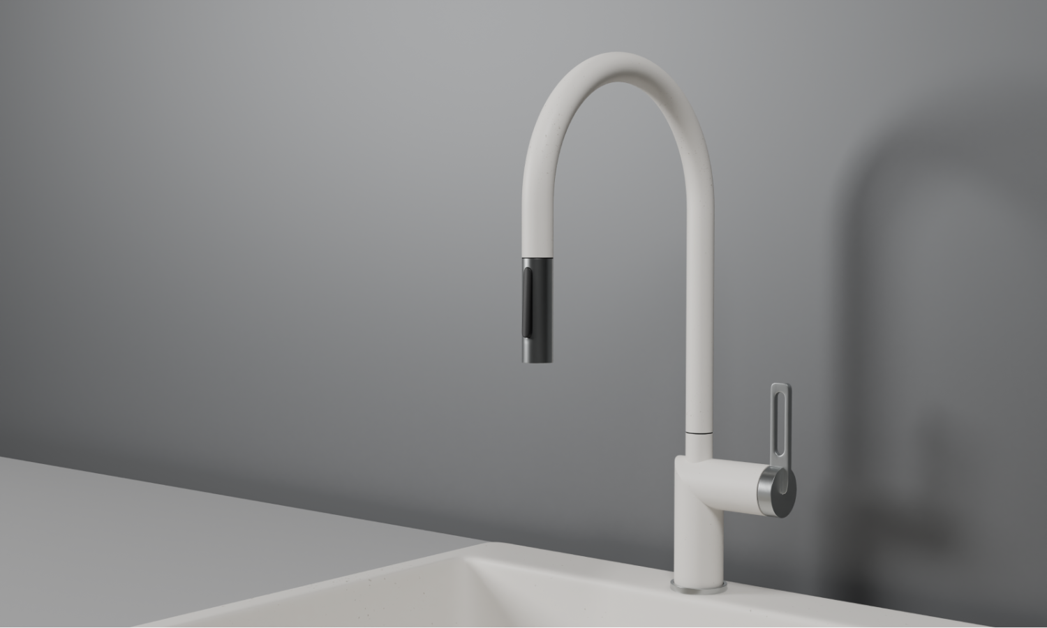 Смеситель для кухни GRANULA с выдвижным изливом (8172, АРКТИК (БЕЛЫЙ)) - фото 1