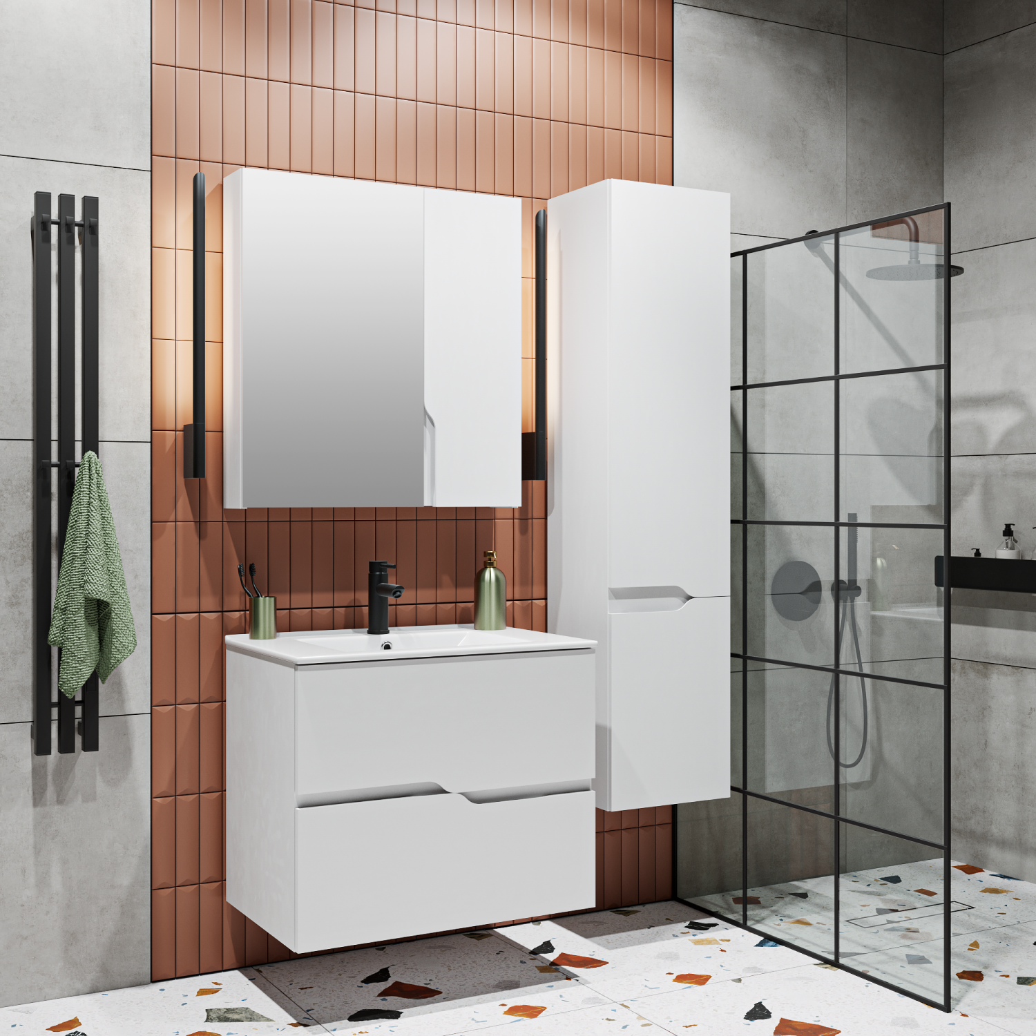 Тумба Runo Палермо 80 подвесная под умывальник 00-00002556 (Teffy 80) (00-00004084) - фото 2