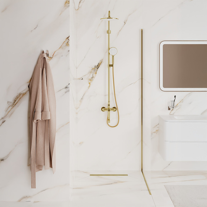 Лоток душевой IDDIS Perfex сифон 360, комбинированный затвор, перфорированная решетка, 500мм, золото (975B5MG20DZ) - фото 3