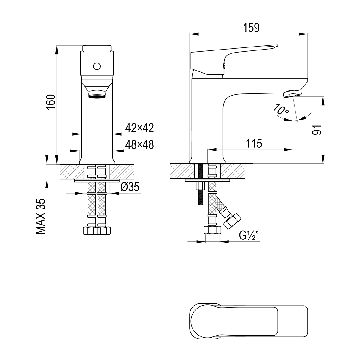 Смеситель Rossinka для раковины монолитный (RS27-11BL) - фото 2