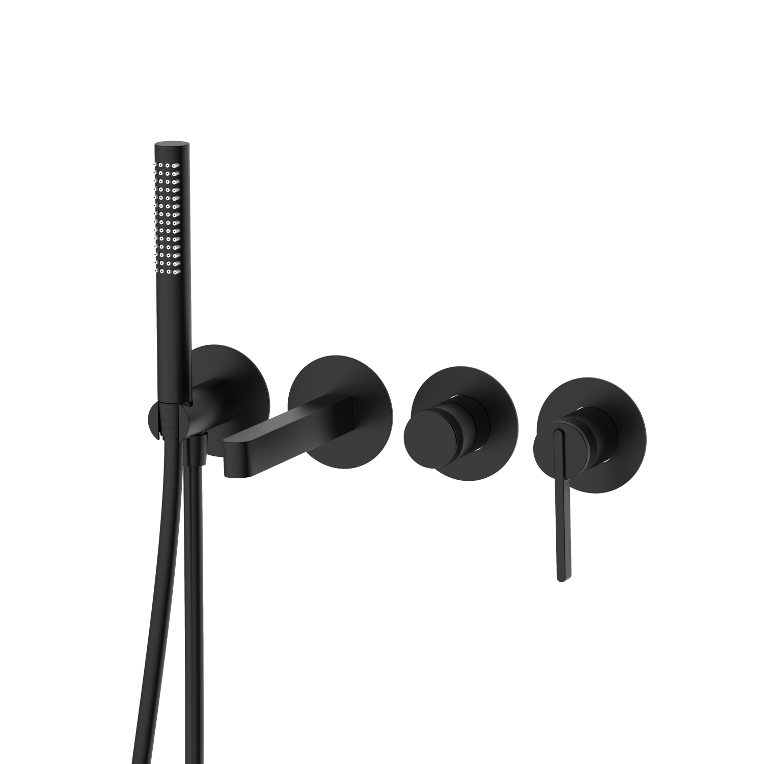 Смеситель для ванны настенный 4 отверстия DQ Bonn черный (DA1704805) - фото 1