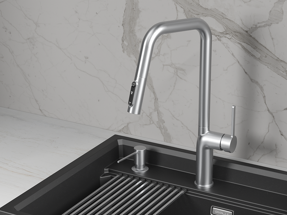 Смеситель для кухни GRANULA (9011, НЕРЖ) - фото 2