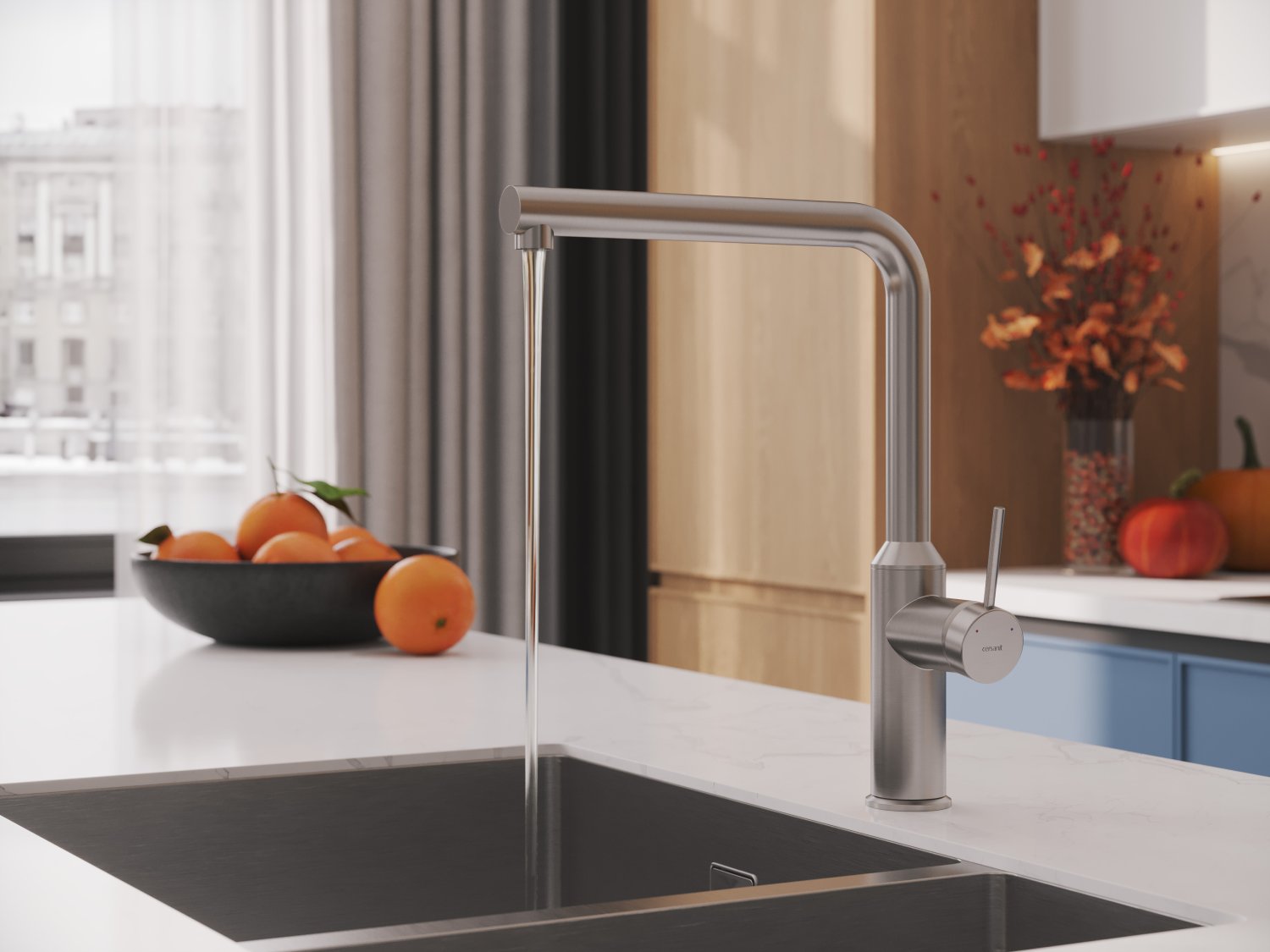 Смеситель для кухни Cersanit FLAVIS однорычажный сатин (68241) - фото 2