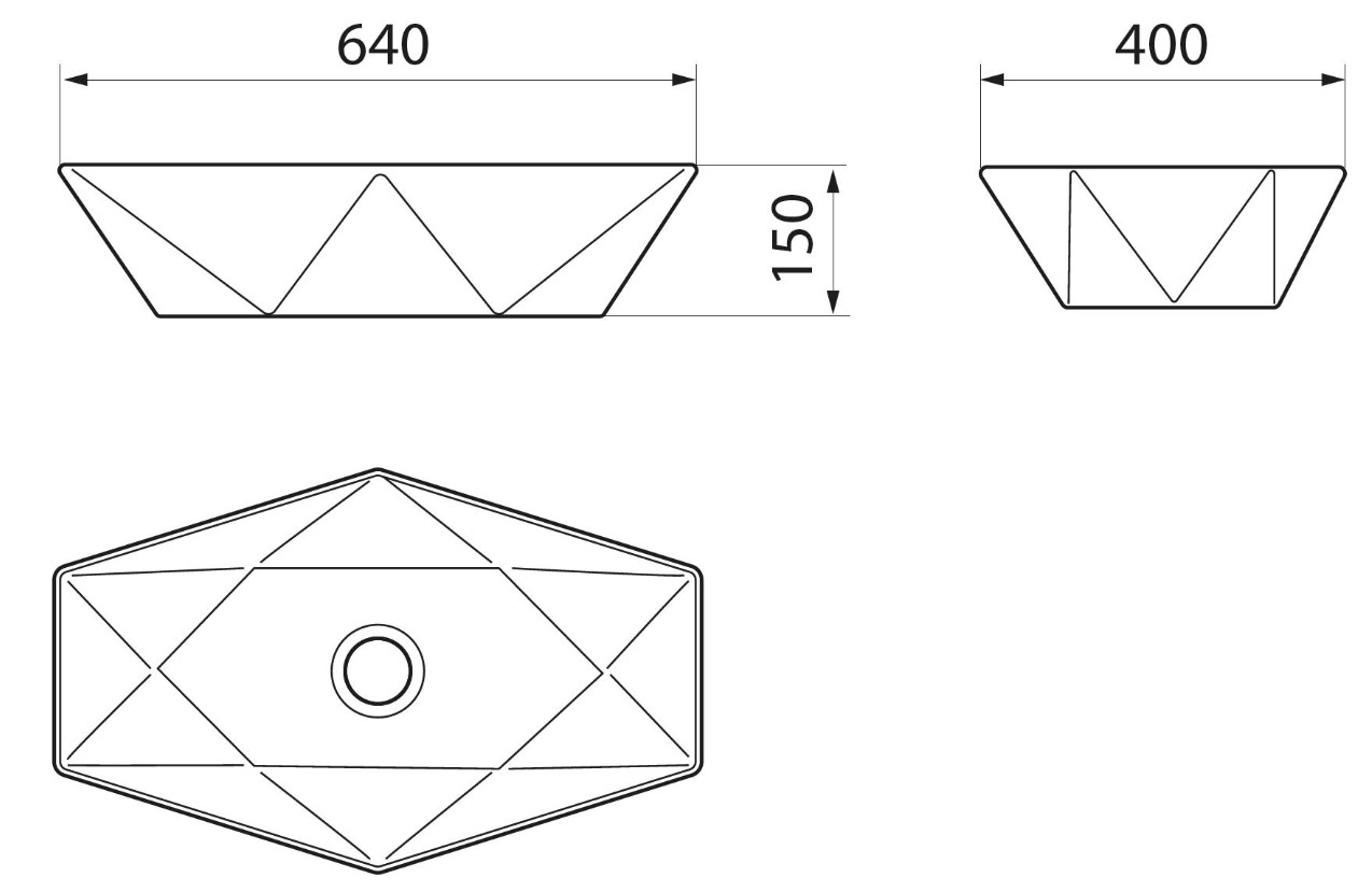 Умывальник RUNO  мебельный Poligono 64*40" (многоугол.) (00-00001446) - фото 3