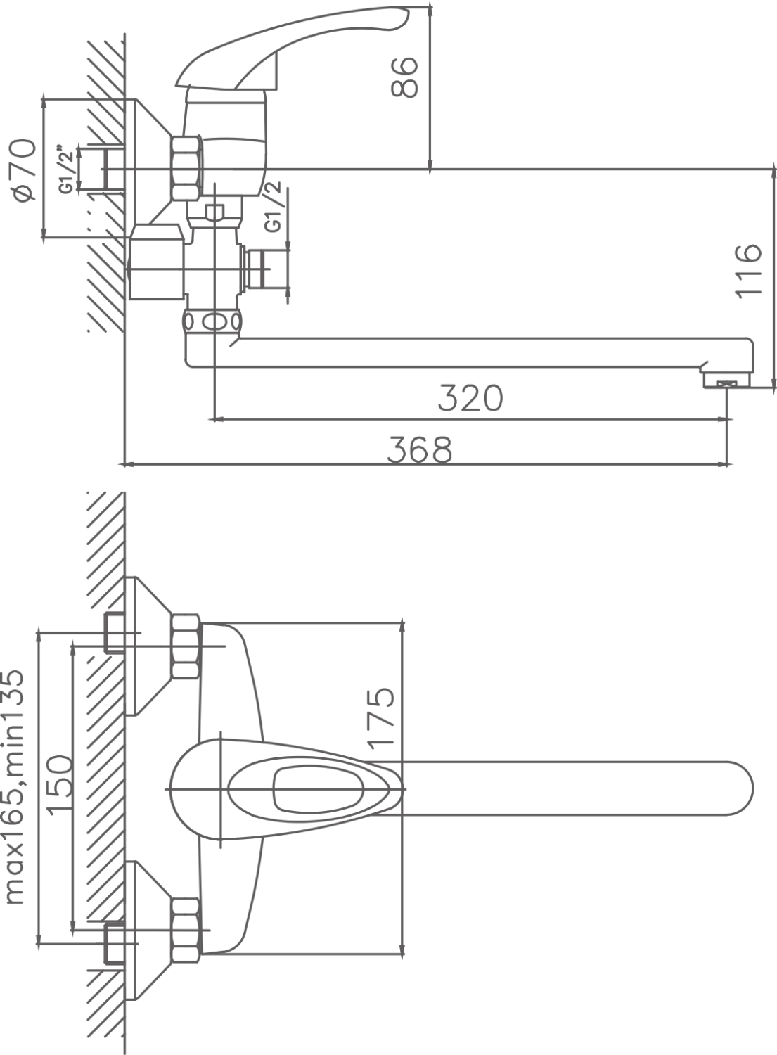Смеситель для ванны Cron хром (CN2103-2) - фото 2