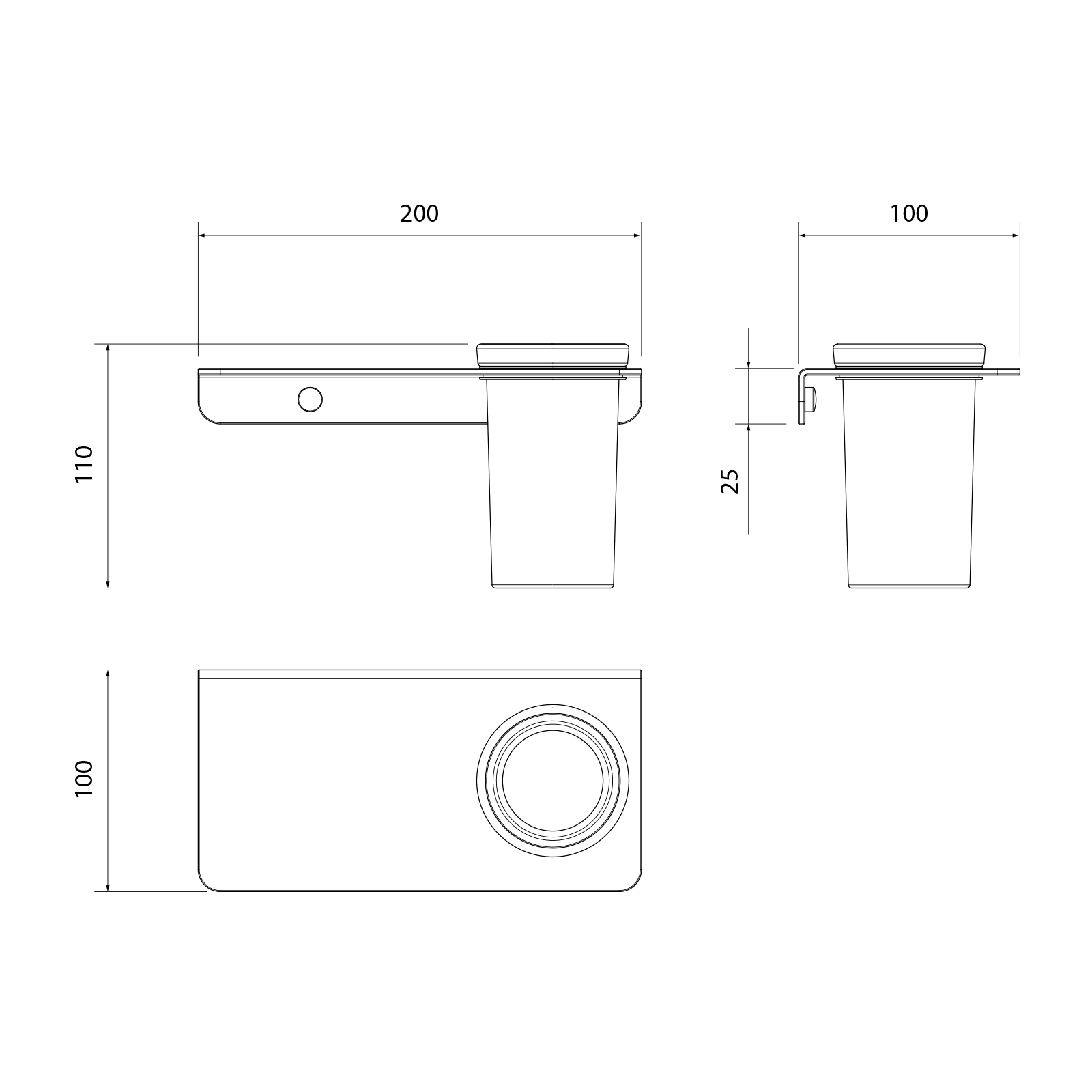 Полка со стаканом Timo Saona хром (13173/00) - фото 2