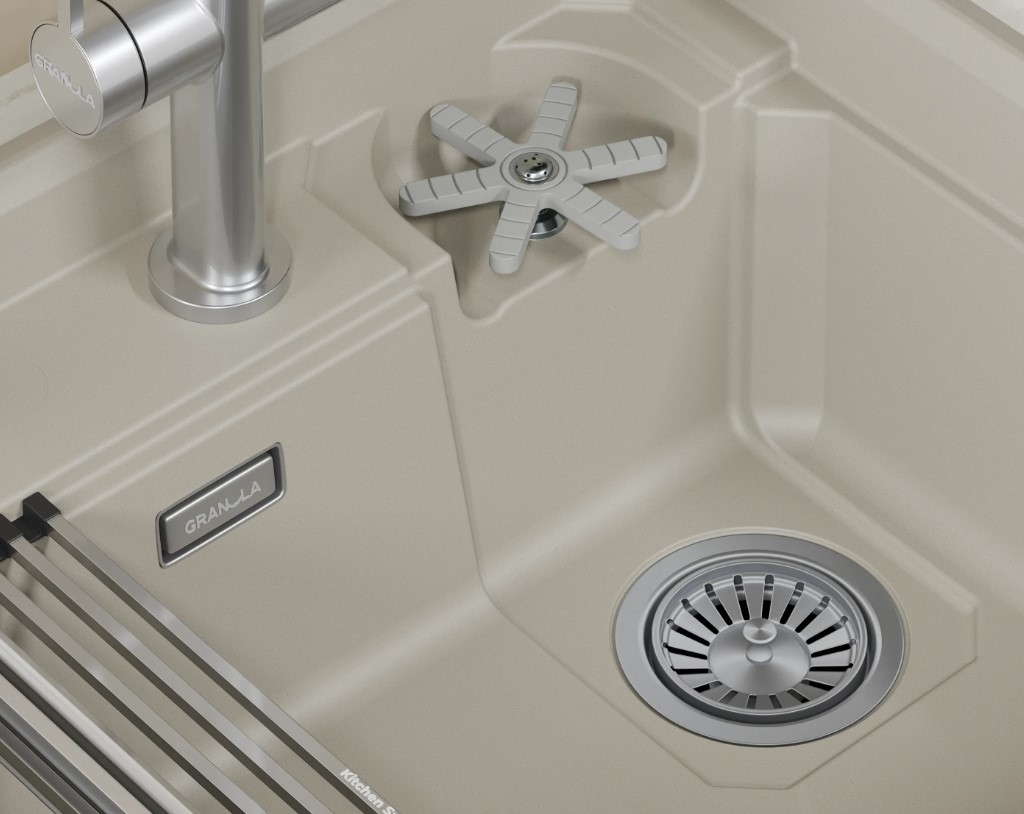 Кухонная мойка GRANULA KITCHEN SPACE RINZER кварц (5807R, КРЕМАН) - фото 3