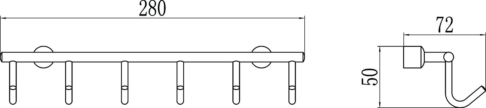 Планка с крючками (6 крючков) Savol (S-005256) в упаковке 2 шт - фото 2