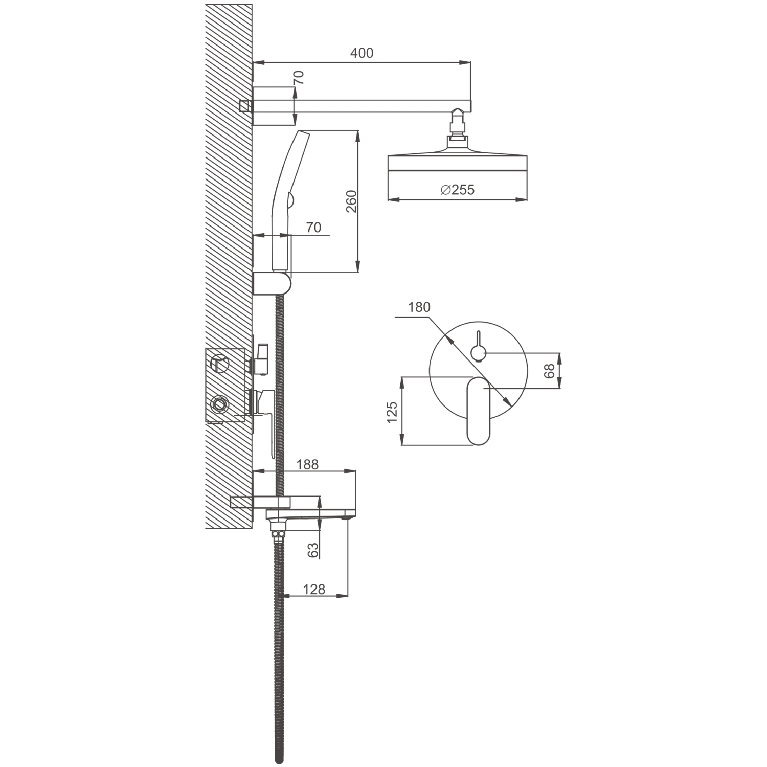 Душевая система BELZ встроенная оружейная сталь (B80713-3) - фото 4