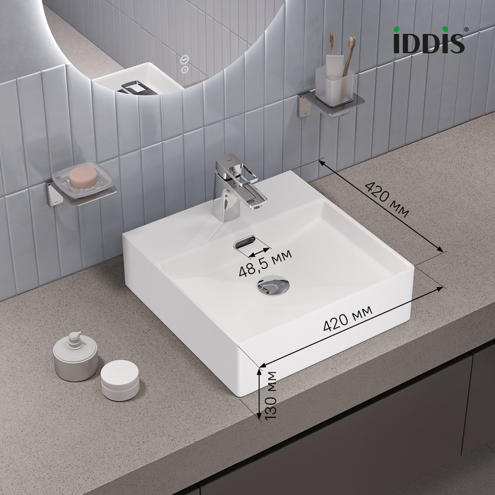 Умывальник накладной/подвесной, белый глянцевый, Bild, IDDIS, BILWS42i27 - фото 3