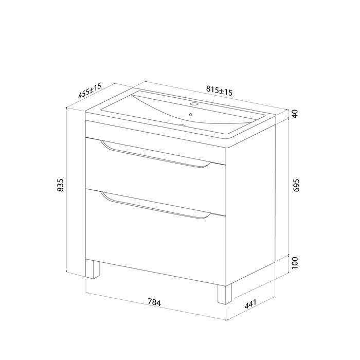Тумба с умывальником, напольная, 80 см, белый, Ray, IDDIS, RAY80WFi95K - фото 8