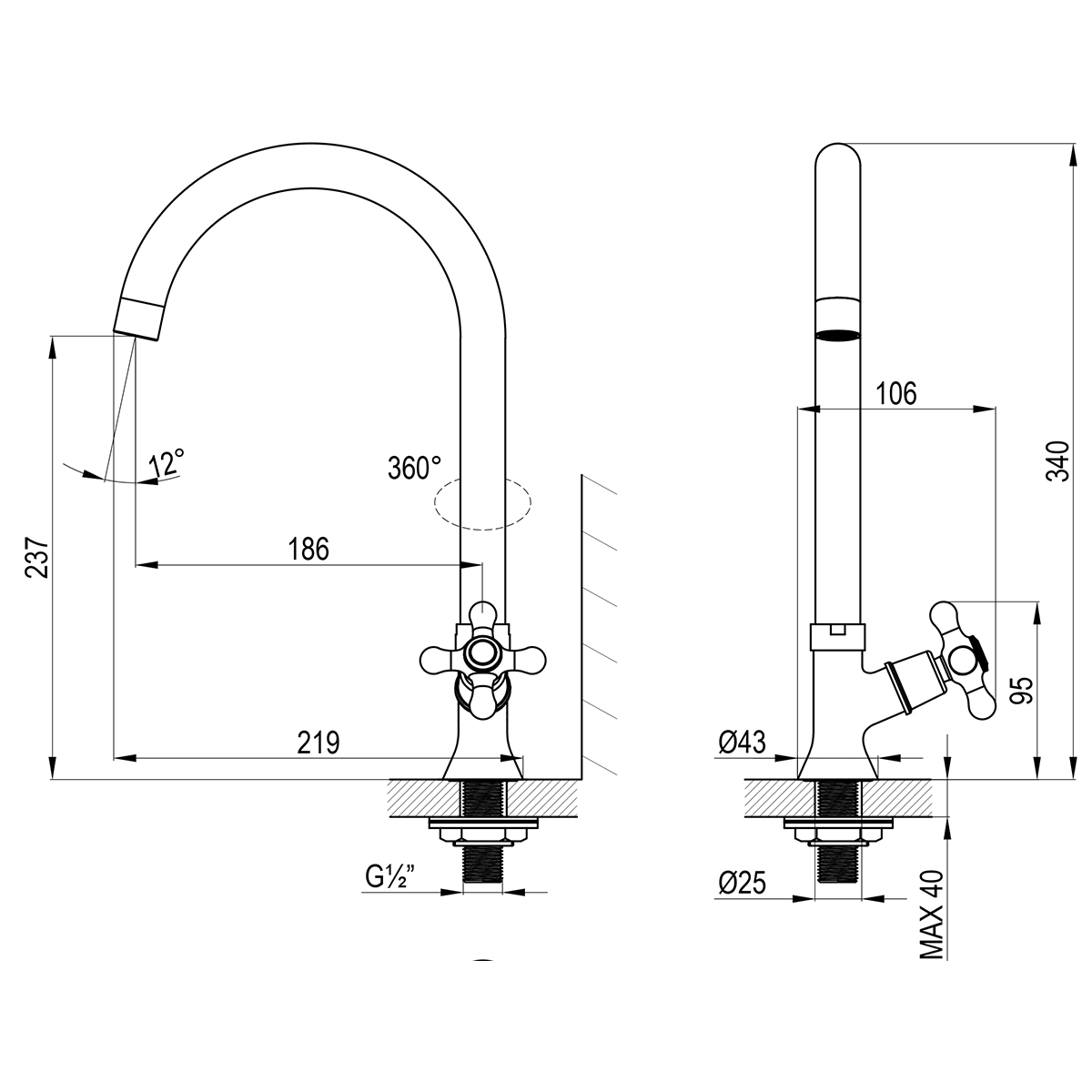 Кран Rossinka для холодной воды (H02-60) - фото 2