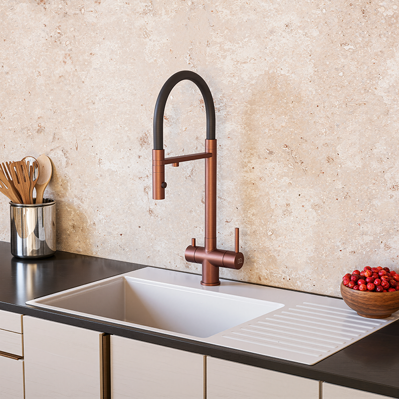 Смеситель для кухонной мойки DQ с фильтром розовое золото (DA1462502Rose) - фото 3