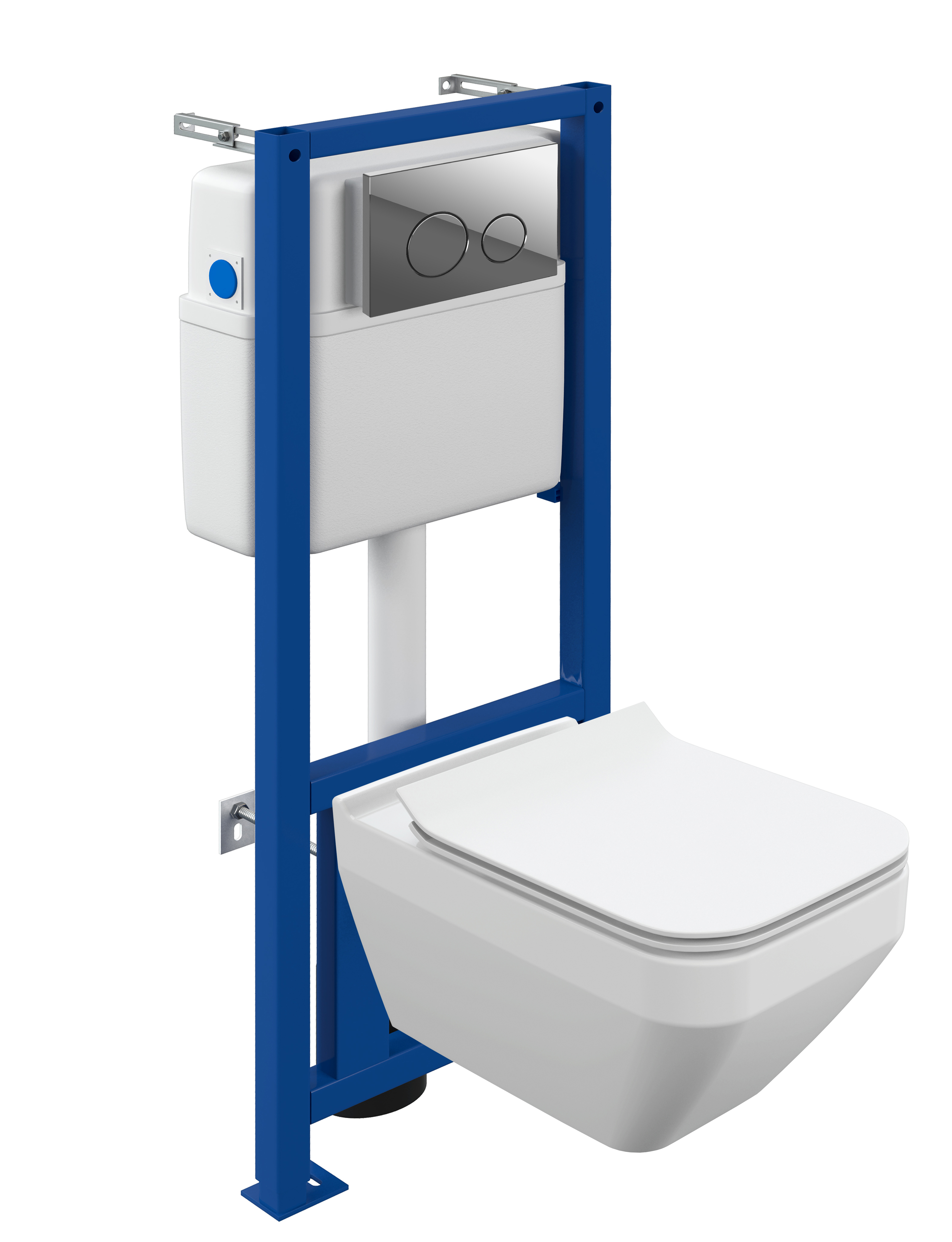 Комплект Cersanit  CREA SQUARE CO DPL EO slim инсталляция LINK PRO кнопка TWINS пластик хром глянцев (64443)