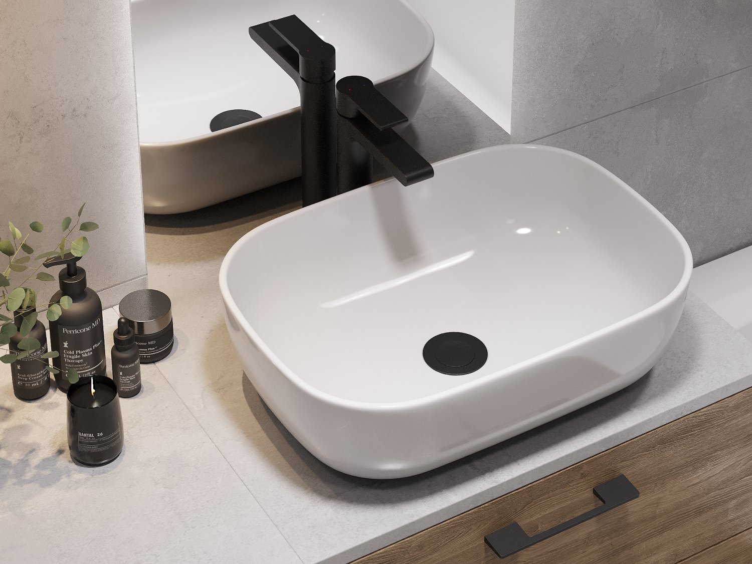 Столешница Cersanit STONE из керамогранита Balance 60x45x2 серый матовый (64185) - фото 2