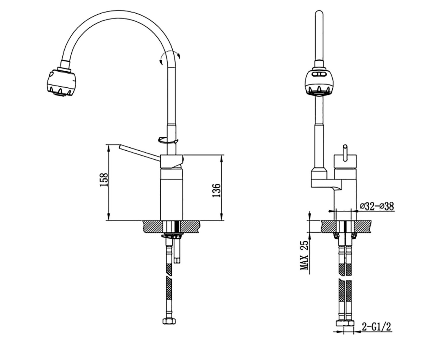 Смеситель для кухонной мойки Timo Saona (2308FS chrome) - фото 2