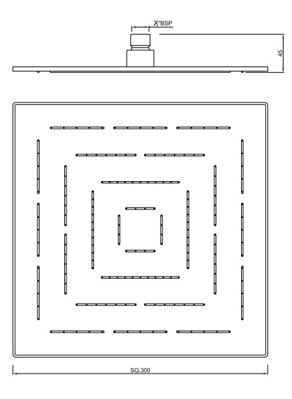 Верхний душ Jaquar Maze 1-режимный, 300х300 мм, белый матовый (OHS-WHM-1639) - фото 2