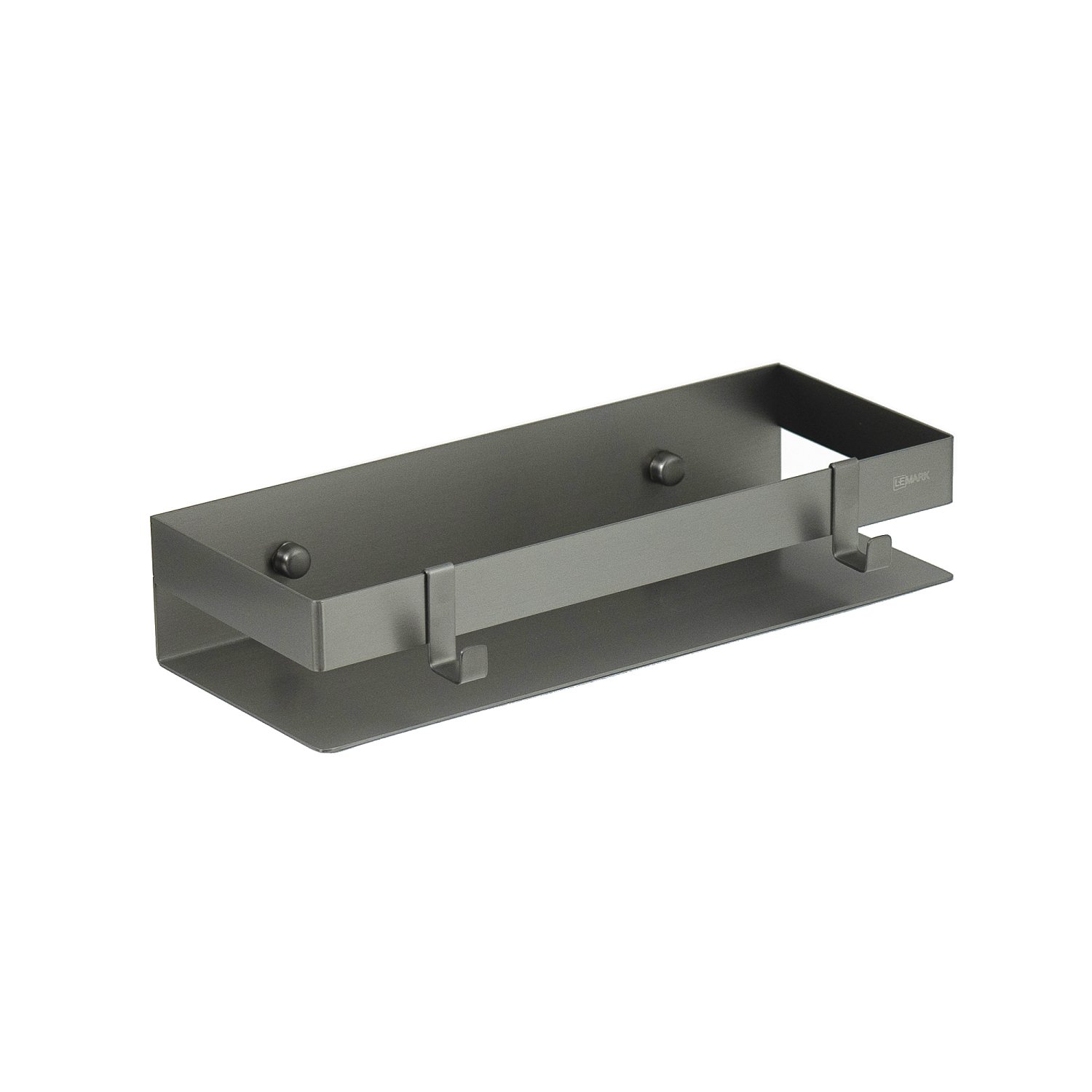 Полка для душа прямая Lemark SHELF LINE 300 мм из нерж. стали с крючками, графит (9776051) - фото 1