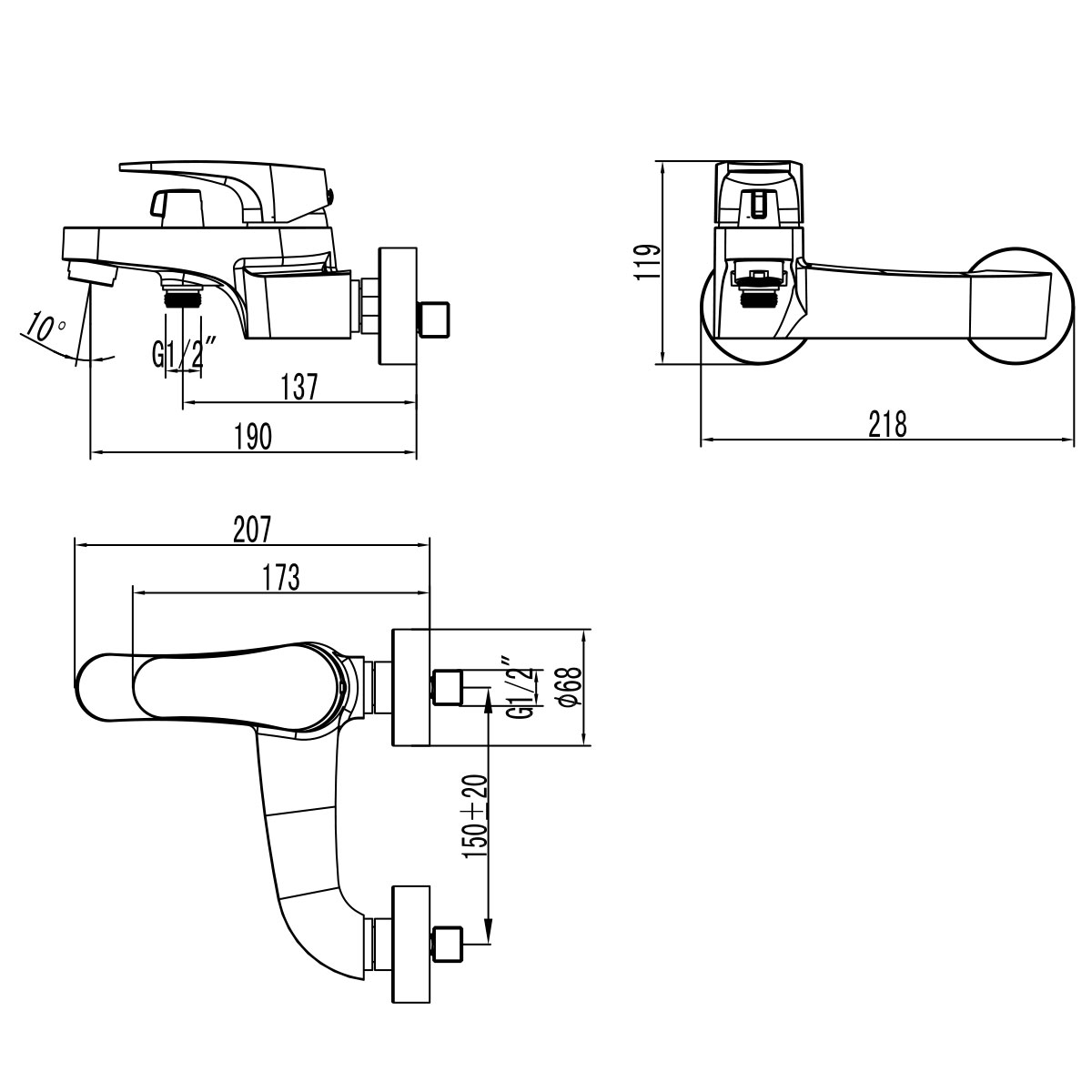 Смеситель  для ванны и душа Lemark Shift (LM4334C) - фото 2